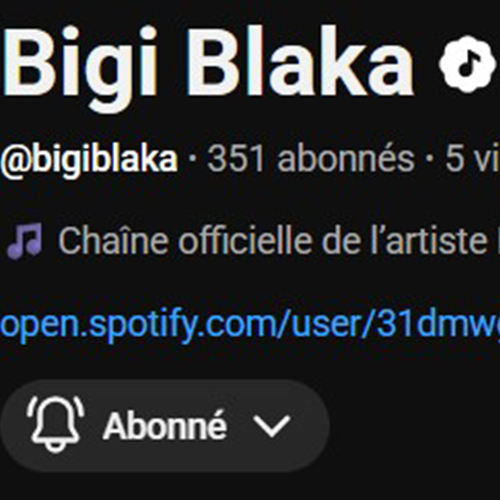 Chaîne YouTube officielle Bigi Blaka avec badge OAC